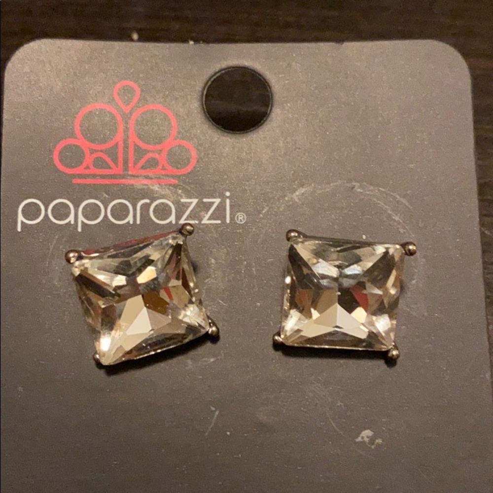 Large square crystal studs